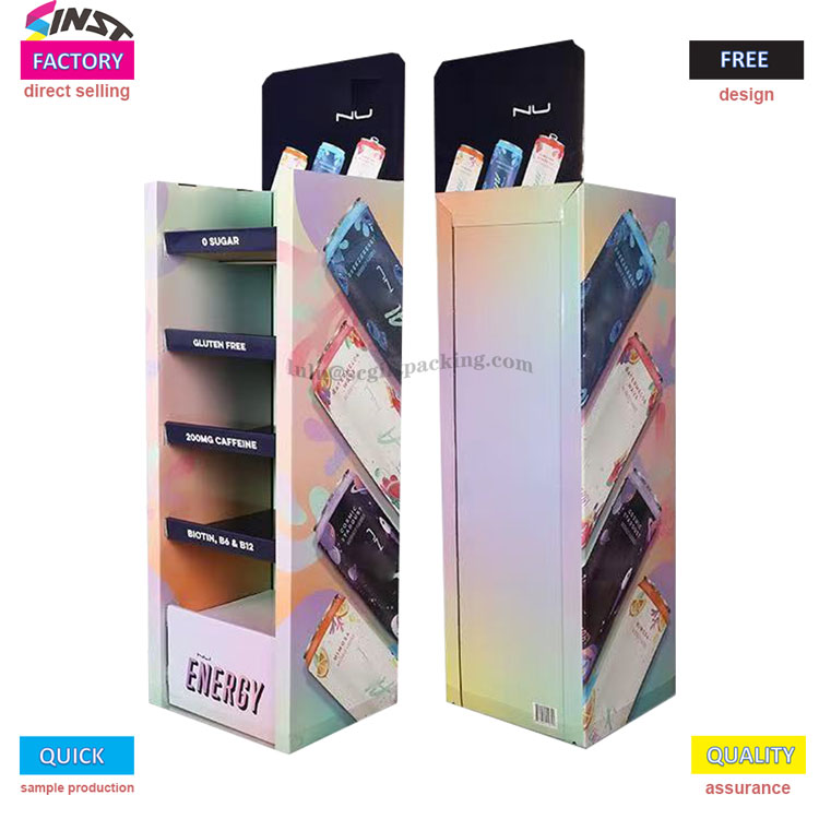 رف عرض مشروبات الطاقة: استخدام الألوان والمعلومات لوضع 